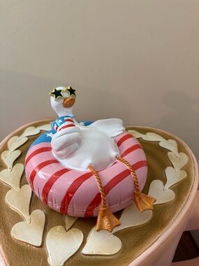 4th of July Resin Duck in Pool Float with Sunglasses & Patriotic Cocktail Drink